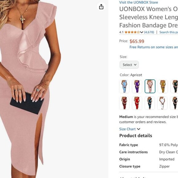 UONBOX Women's One Shoulder Bandage Dress - Picture 4 of 4